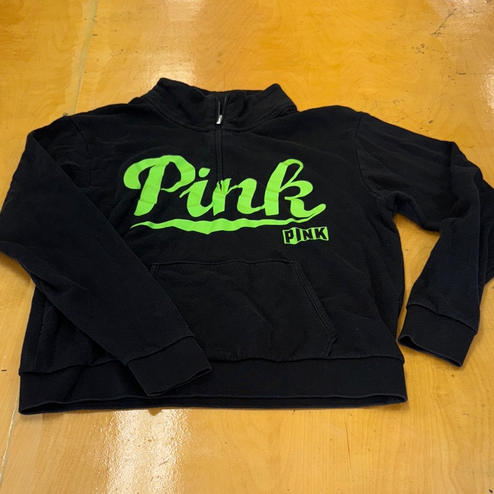 PINK Victoria's Secret Black Pullover with White Accents